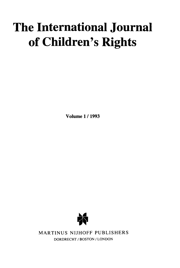 International Journal Of Childrens Rights